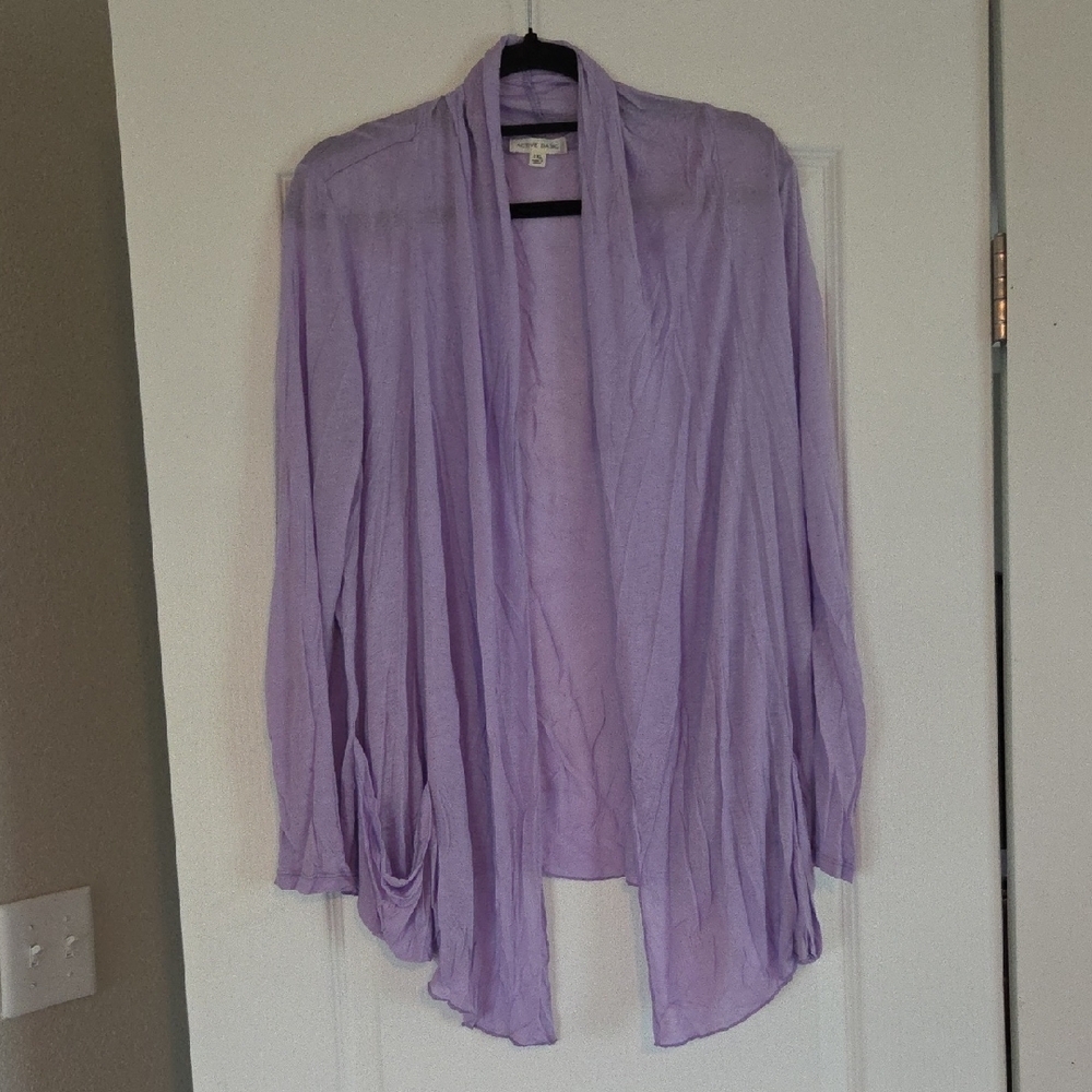 Active Basic Lavender Open-Front Women's Cardigan Size 1X